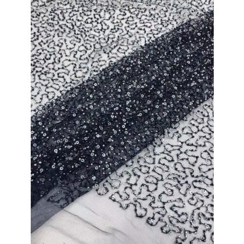 2021 Luxury Sliver Heavy Bead Wedding Bridal Gown Lace Fabric Tulle Embroidery Lace Fabric 2116