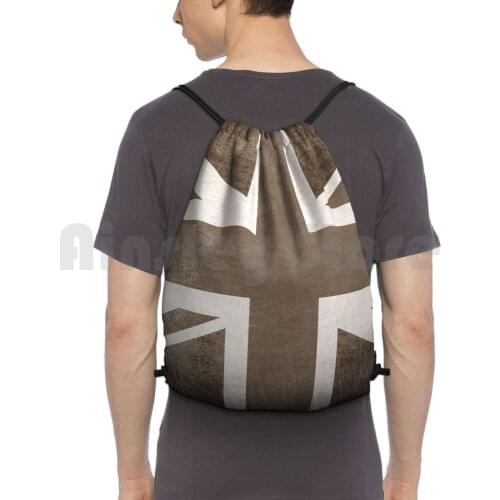 Union Jack Backpack Drawstring Bag Riding Climbing Gym Bag Sepia Uk Uk Flag Flag Of Uk United Kingdom United Kingdom Flag