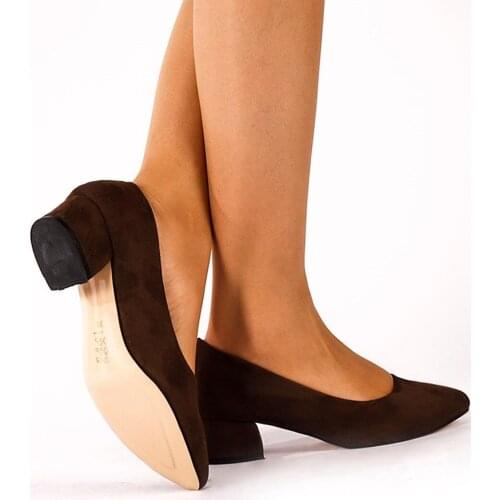 Sandra Women Brown Pumps Shoes Women Suede Shallow Slip-On Solid Round Toe High Heels 2021 Wedding Party Dress shoes