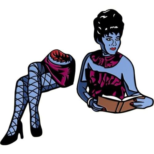 Sexy lady brooch retro 80s horror comedy movie pin strange supernatural fans gift