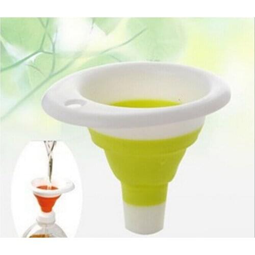 2PCS/LOT Kitchen Tool Silicone Collapsible Style Mini Folding Portable Funnel Novelty home Practical and safe KB 1352