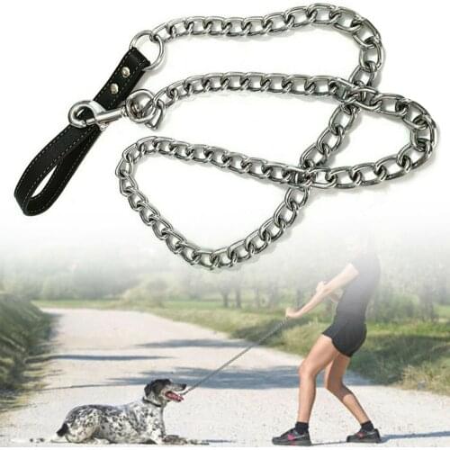 Bite Proof Heavy Duty Chain Dog Leash Pet Metal Lead Handle Trigger Hook Pet Training Collar Leash Necklace Dog Product