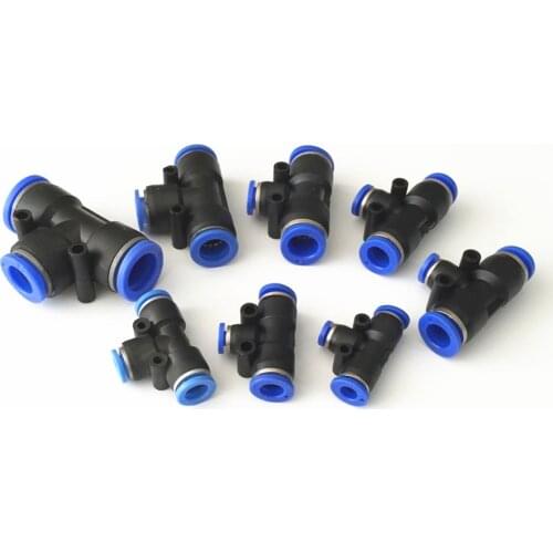 3 Way T shaped Tee Pneumatic PEG6-4 / 4mm-6mmOD Hose Tube Push In Air Gas Fitting Quick Fittings Connector Adapters PE-8