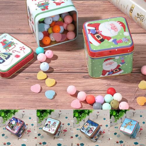 Merry Christmas Candy Box Mini Tin Box Sealed Jar Jewelry Organizer Gift Package Candy Baking Cookies Biscuit Case For Home Xmas