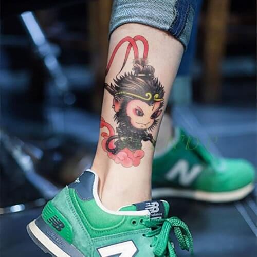 Waterproof Temporary Tattoo Sticker Sun WuKong Monkey King Cool Fake Tatto Flash Tatoo Hand Arm Foot Tato for Girl Women Kid