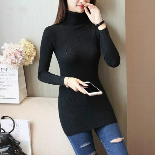 Womens Sweater Korean Version Self - Knit Turtleneck Womens Long - Sleeved Bottom Sweater Women Autumn and Winter
