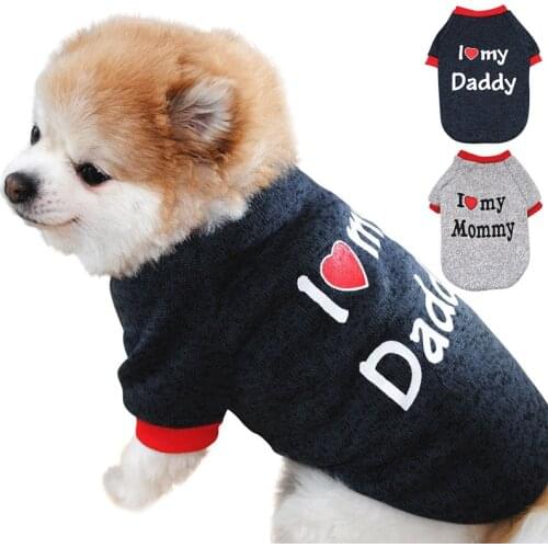 Winter Pet Dog Clothes I Love My Mommy/Daddy Dog Sweater Puppy Jacket Fleece Warm T-shirt Pet Clothing For Dogs Cats Chihuahua