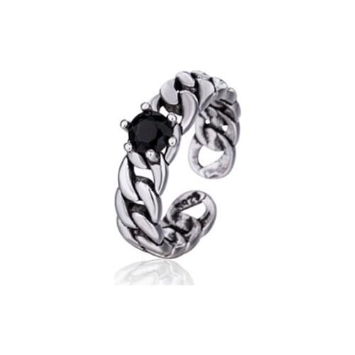 2020 new arrival punk Tibetan sliver black stone chain adjustable rings for women ladies Vintage Punk Rock high quality KJZ0173