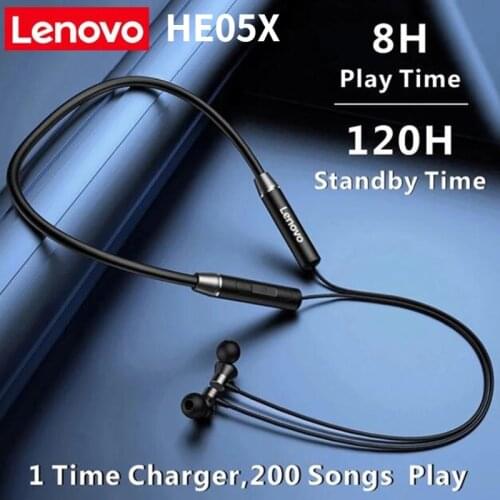 Original Lenovo HE05X Wireless Earphone Magnetic Neckband Bluetooth Headphone IPX5 Waterproof Sport Earbud with Noise Cancelling
