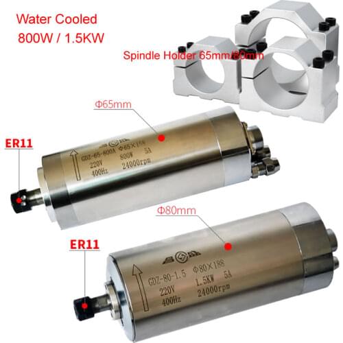 CNC Spindle Motor 800W 1.5KW 220V Waterproof Water Cooling Engraving Machine Z Axis Shaft 65mm 80mm Spindle Clamp Holder Bracket