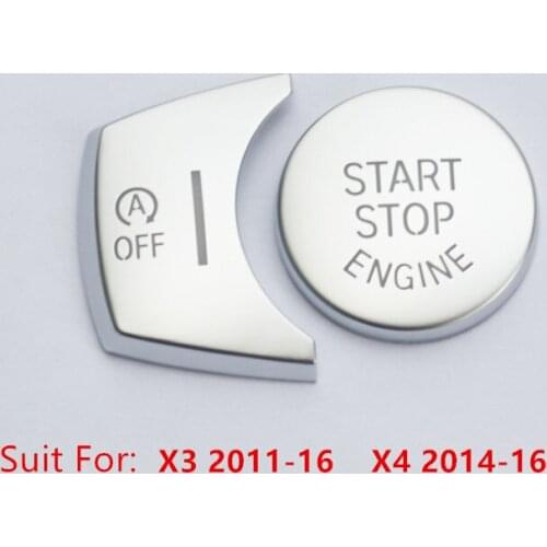 CNORICARC Chrome Console Engine Start Stop Buttons Cover Trim 2pcs For BMW X3 F25 X4 F26 Power Switch Button Decoration Sequins
