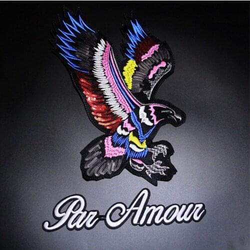 Colors Eagle Letter Embroidered Patch for Clothing Iron on Sew Applique Cute Fabric Clothes Shoes Bags DIY Decoration Patches