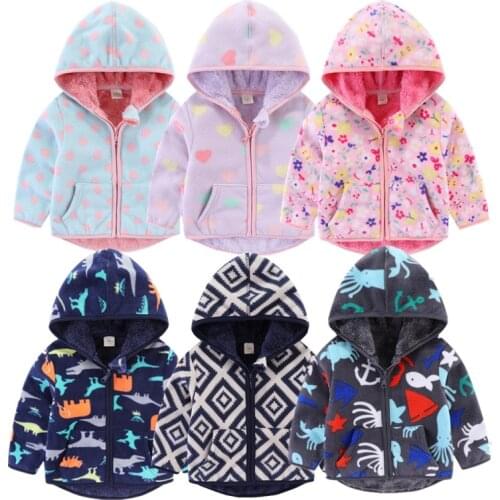 Kids Coat For Girls Winter Baby Boys Long Sleeve Cartoon Wind Proof Kids Outwear Candy Colors Cute With Hooded Warm Jackets