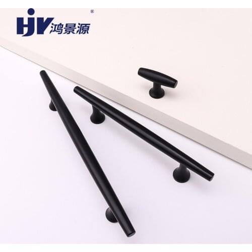 HJY Delicate Furniture Handle Modern Black Cabinet Handles Kitchen Cupboard Pulls Drawer Closet Knobs Zinc Alloy Hardware C24029