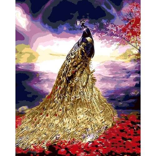 Peacock queen Picture Frameless or Framed Canvas Oil Paintings DIY Digital painting coloring by Numbers Flowers 40*50cm RS170