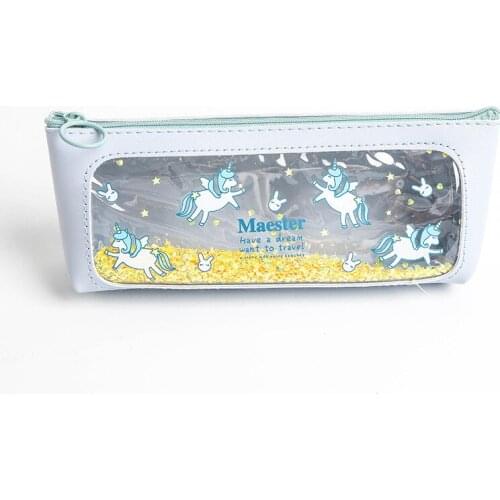 Kawaii Unicorn Leather Pencil Cases Cute Transparent Pencil Box Pen Case Pencil Bags For Boys Korean Stationery School Supplies
