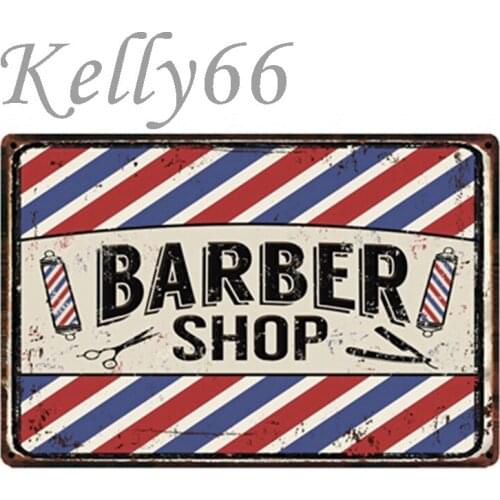 [ Kelly66 ] Barber Shop Metal Sign BARBER SHOP Tin Poster Home Decor Bar Wall Art Painting 20*30 CM Size y-1475