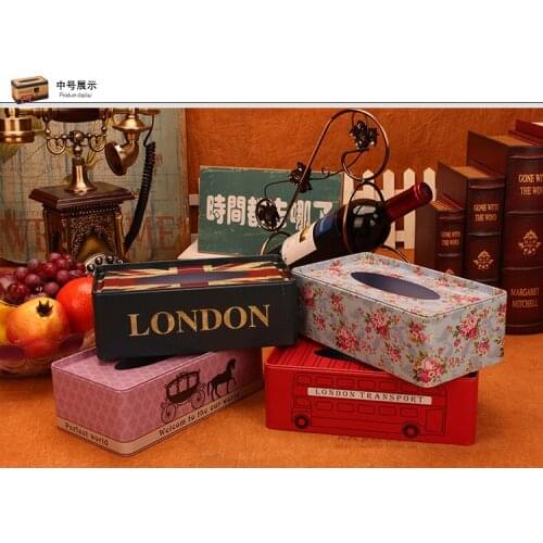 Beautiful Flower Creative Rectangular Car Square Style Room Table Napkin Tissue Iron Box Decoration Dresser Ornament