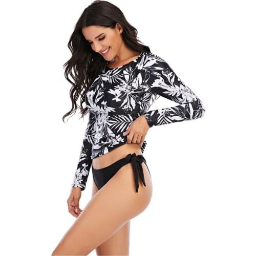 Sexy Bikini 2021 Rash Guard swimwear women Long Sleeve Swimsuit rashguard surfing Two Piece Swimsuit Tankini Set surf swimming