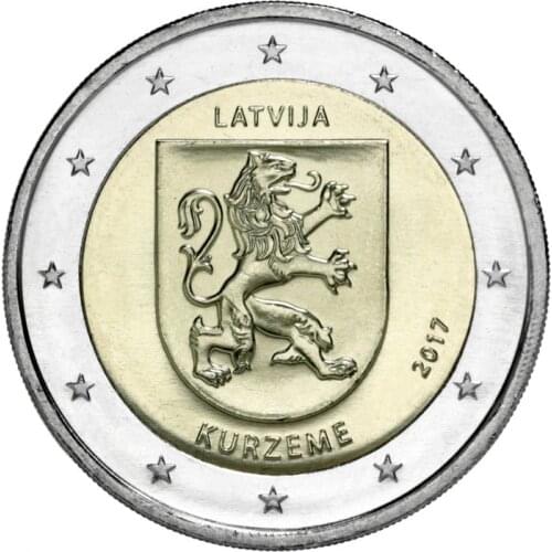 Latvia 2017 Historic District Kurzem 2 Euro Bimetal Commemorative Coin Real Original Coins True Euro Unc