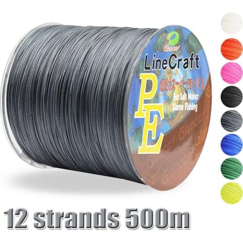 PE Fishing Line 12 Strands Weaves Smooth Durable Braided Lines 500m Multifilament Carp Fishing Wire