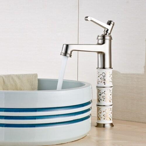 Brushed Nickel Bathroom Basin Faucet Deck Mount Waterfall Countertop Mixer Tap