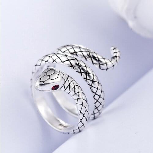 Fashion 925 Sterling Silver Open Party Ring Snake Animal Lady Finger Rings Original Jewelry For Women Girls Students Gift