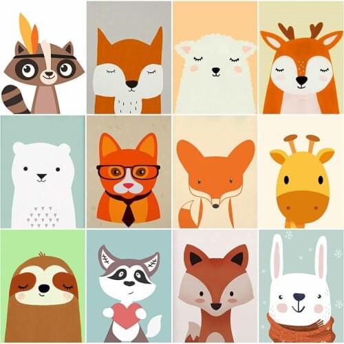 MomoArt Cartoon Fox Diamond Painting New Arrival Art Kits Diamond Embroidery Animal Crafts Mosaic Rabbit Cross Stitch Home Decor