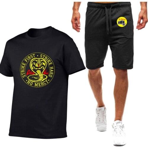 Cobra Kai No Mercy 2021 New Mens High street T-shirts shorts Summer Short-Sleeved Suit Sportswear Mens Sports Pants Singlet