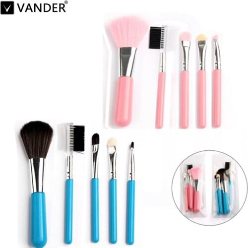 Vander 5Pcs Makeup Brushes Sets Gift Cosmetics Tools Eyeshadow Foundation Cosmetic Makeup Brush Blusher Brushes Kits Pink Blue