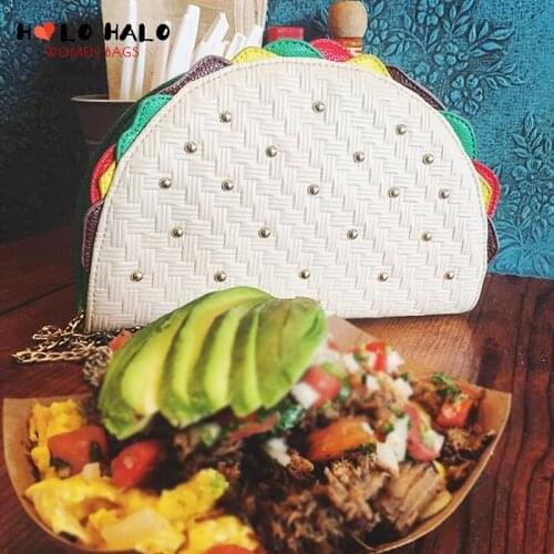 Novel Mexico Taco Shape Women Handbag and Purse Female Designer Clutch Party Bag Girls Chain Food Model Ladies Shoulder Bag