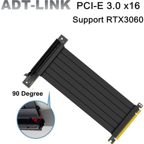 New PCI-Express Riser Cable PCI-E 3.0 X16 Full Speed 90 Degree Extension Cable RTX 3060 3090 Graphics Card ETH Mining Extender