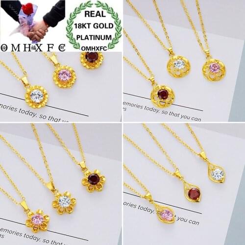 OMHXFC Wholesale European Fashion Woman Girl Party Birthday Wedding Gift Heart Angel Zircon 18KT Real Gold Charm Pendant PN103