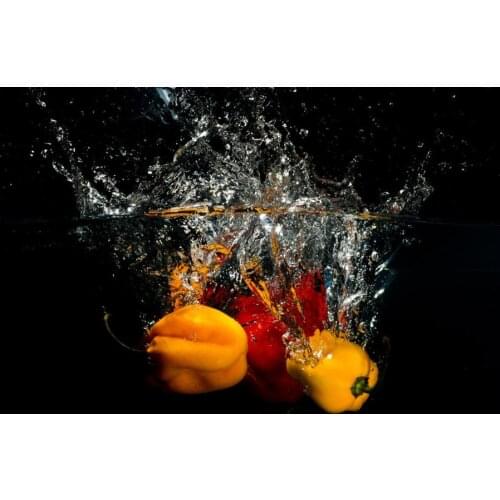 Custom Pepper Vegetables Water Spray Food restaurant wallpaper, living room tv sofa wall bedroom kitchen wallpaper for walls 3 d