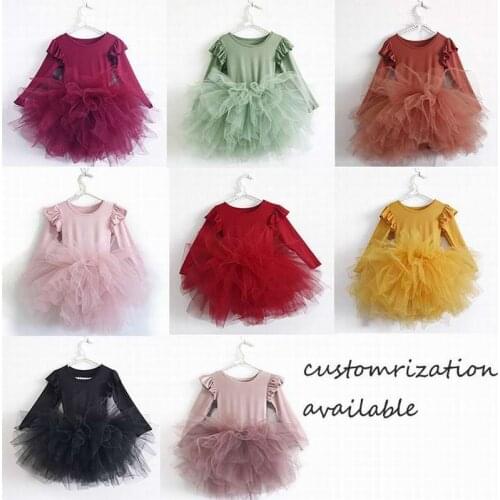 Toddler Girl Fall Clothes 2021 New Girl TUTU Dress Long Sleeve Fluffy Tulle Christmas Princess Dance Dress Kid Clothes KP001