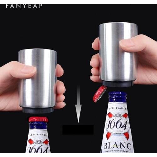 Beer Bottle Opener,Magnet Beer Opener,Stainless Steel Push Down Opener Wine Beer Soda Cap Opener Kitchen Accessories