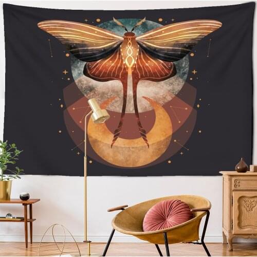 Moon Phase Flower Tapestry Wall Hanging Mandala Butterfly Plant Celestial Witchcraft Hippie Tapiz Home Decor
