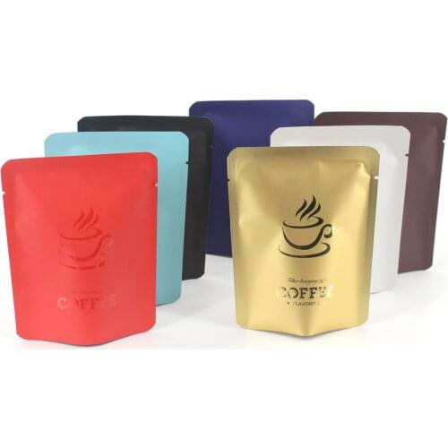 Thick Matte Coffee Bean Powder Aluminum Foil Mylar Package Bag Heat Seal Open Top Hanging Ear Coffee Outer Bag Flat Pouches