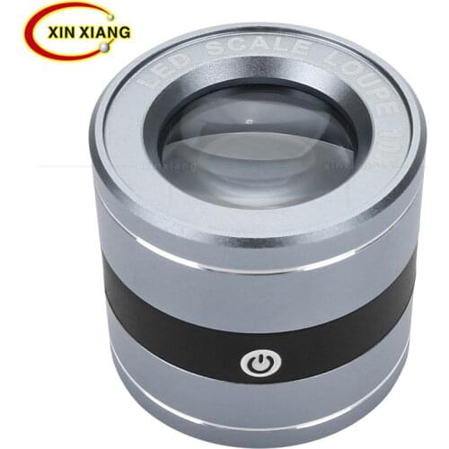 All-Metal USB Charging Magnifier 10X Cylindrical Scale Magnifying Glass Rechargeable LED Magnifier Silver Jewelry Loupe USB Lupa