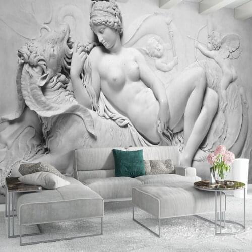 Custom 3D Wallpaper European Style Stereo Statue Black And White Angel Photo Wall Murals Living Room TV Sofa Backdrop Wall Decor