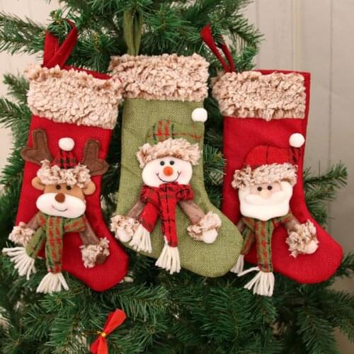 Three-dimensional Printed Christmas Stocking Gift Bag Old Man Snowman Christmas Ornaments Childrens Small Gifts