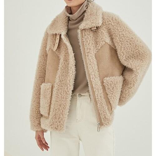 QingWen Fur Coat Womens Winter Jacket Fashion Solid Color Composite Fur Wool Warm Coat Female Manteau Femme Jaqueta Feminina