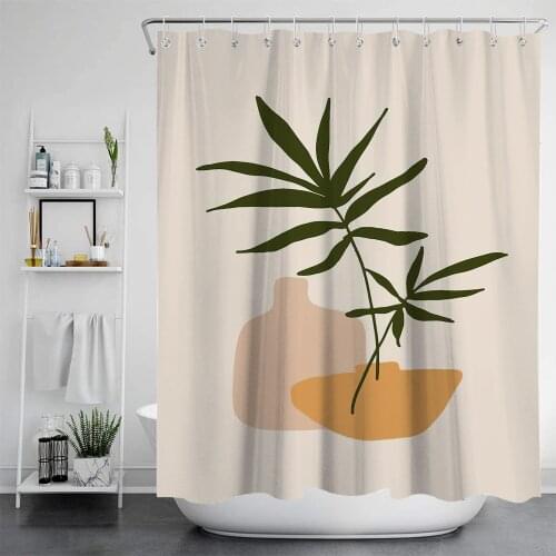 Nordic Morandi Waterproof and Mildew Proof Shower Curtain Perforated Printing Shower Curtains Bathroom Curtain Rugrats