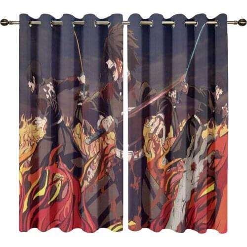 Bedroom Modern Luxury Blackout Curtain Customized Drapes 3D Demon Slayer Printed Window Curtains for Living Room Cortinas Ridea