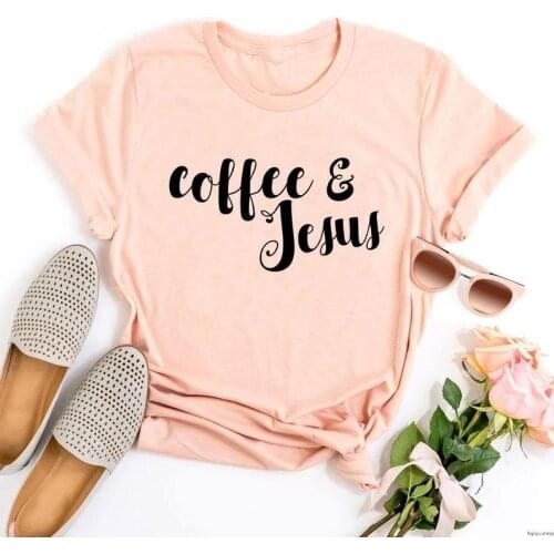 Sugarbaby New Arrival Coffee And Jesus T-Shirt Christian Shirt Christian tee shirt Coffee Lover Shirt gift for mom Fashion Tees