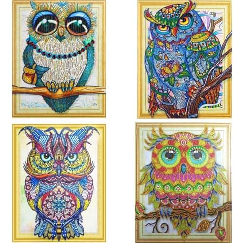 High Quality DIY Diamond Painting 5D Special Shaped Owl round DIY Diamond Embroidery Mosaic Picture Of Rhinestone Animal wall