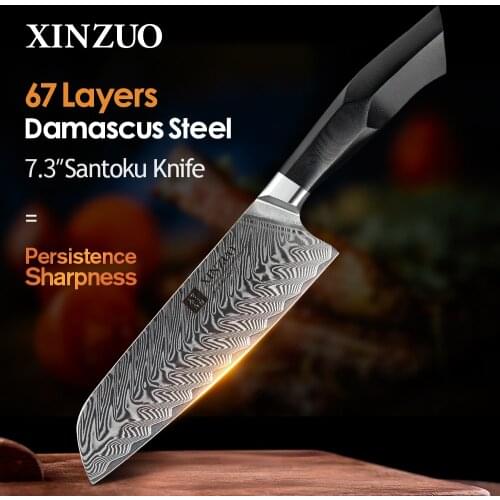 XINZUO 7.3" inch Santoku Knife VG10 Damascus Steel Ergonomics Handle New Kitchen Knives Persistence Sharpness Cleaver Meat Knife