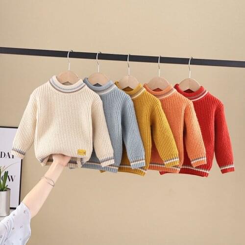 1-8yrs baby girl winter clothes knitted sweater pullovers warm Mink sweaters sweet cute boys children clothing tops wear