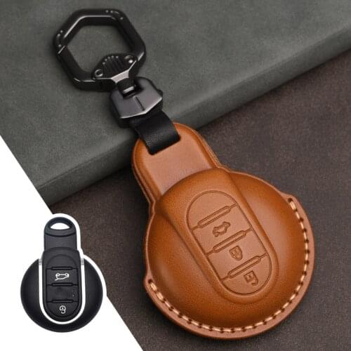 1Pcs Genuine Leather Car Remote Key Cover Case For BMW MINI COOPER S ONE JCW F54 F55 F56 F57 F60 CLUBMAN COUNTRYMAN