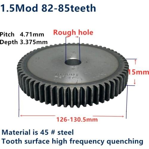 1pc Spur Gear pinion 82teeth-85teeth 1.5Mod 1.5 M=1.5 Blank bore Teeth 45# steel positive gear CNC gear rack 82t 83t 84t 85t